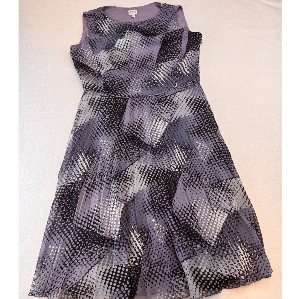 Armani Collezioni Women Sheath Dress‎ 10 Geometric Print Sleeveless Purple Black